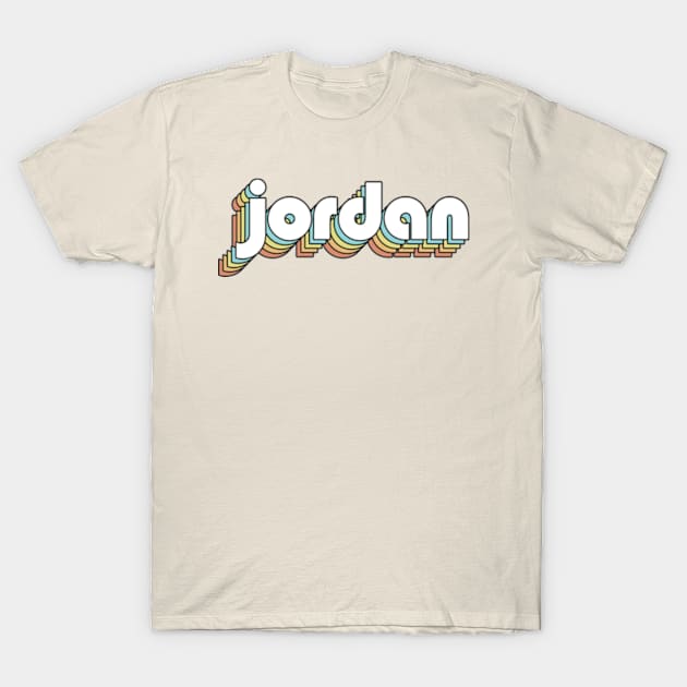 Jordan - Retro Rainbow Typography Faded Style T-Shirt by Paxnotods